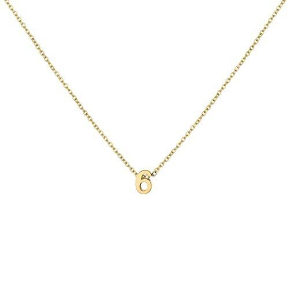 3557 18K Gold Plated Number Necklace Dainty Charm 6 Pendant Choker Necklace